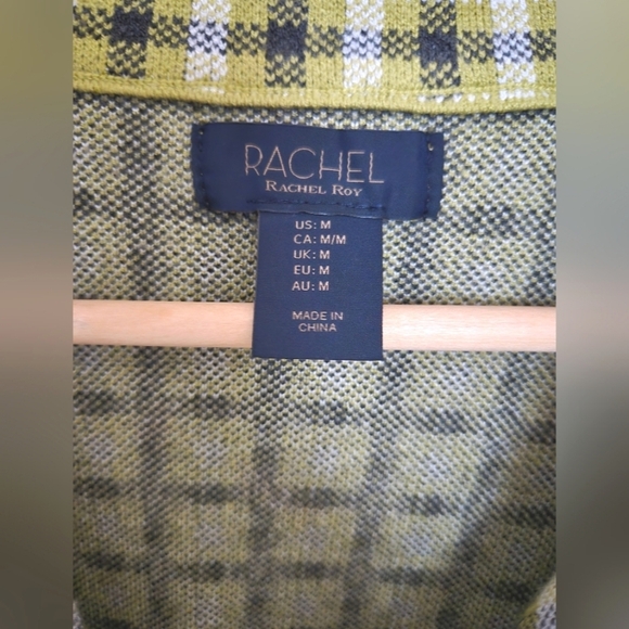 Rachel Roy green and navy plaid knit double pocket blazer clueless | size M - Picture 2 of 5